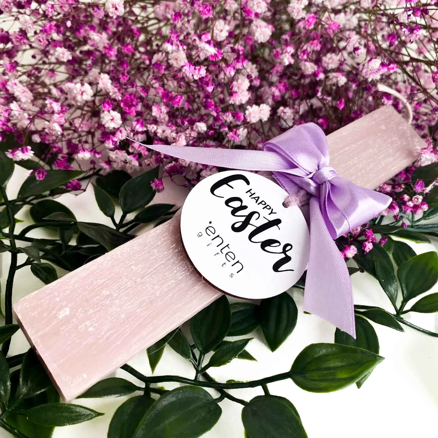 λαμπάδα με λογοτύπηση σε ξύλο