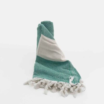 Pestemal Beach Towel Green Cotton Diamond Meltem