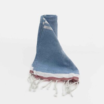 Pareo / Beach Towel striped light blue - white cotton Aigaion