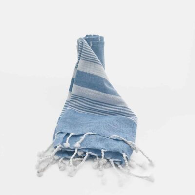 Pareo / Beach Towel striped light blue cotton Aigaion
