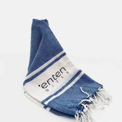 Pareo / Beach Towel striped blue cotton with logo print