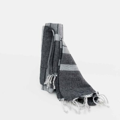 Pareo / Beach Towel striped grey-white cotton Aigaion
