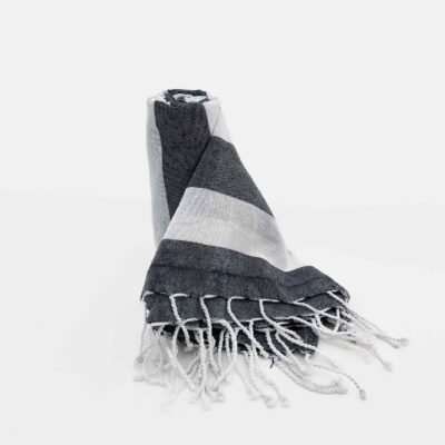 Pareo / Beach Towel striped black and white cotton Aigaion
