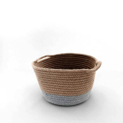 round basket in natural and gray color
