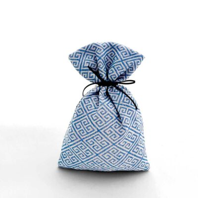 blue summer bag with meanders in the design