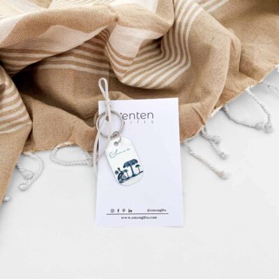 metallic summer keychain with blue summer design