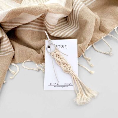 Beige Macrame keychain