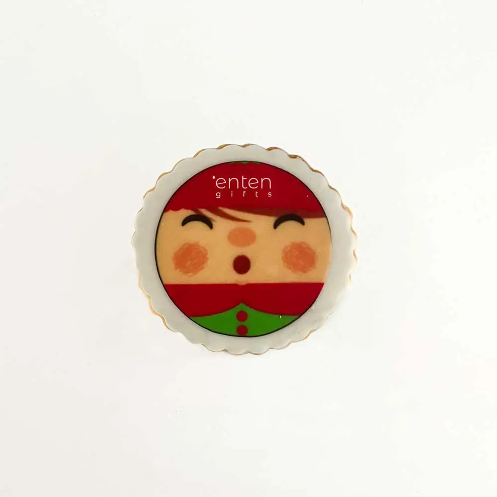 Μπισκότο με χριστουγεννιάτικο ξωτικό και λογότυπο της εταιρία σας