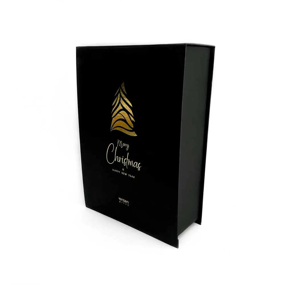 Custom κουτί μαύρο με χρυσοτυπία χριστουγεννιάτικο δέντρο
