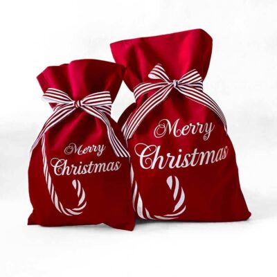 Κόκκινο βελούδινο πουγκί merry christmas