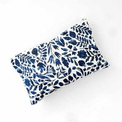 toiletry bag with blue flowers