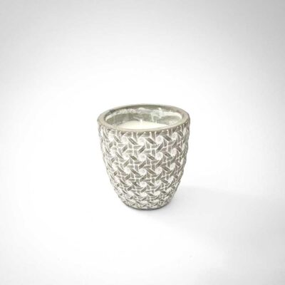 candle in concrete container