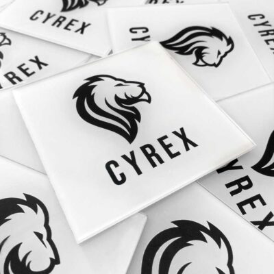 Plexiglass coaster with design and logo