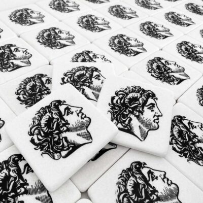 Marble coasters with design and logo