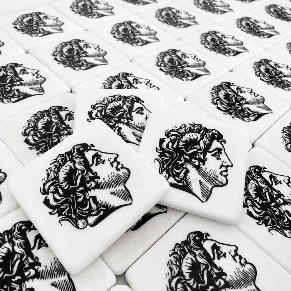 Μαρμάρινα σουβέρ με σχέδιο και λογοτύπηση