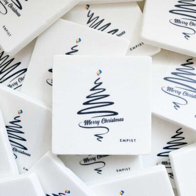 Marble coasters with design and logo