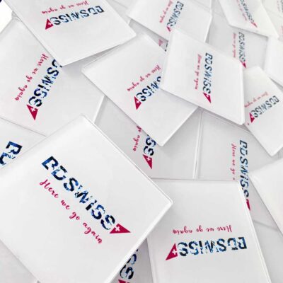 Plexiglass coaster with design and logo