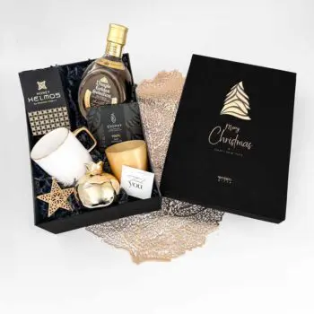 εταιρικό δώρο χριστουγέννων σε χρυσές και μαύρες αποχρώσεις