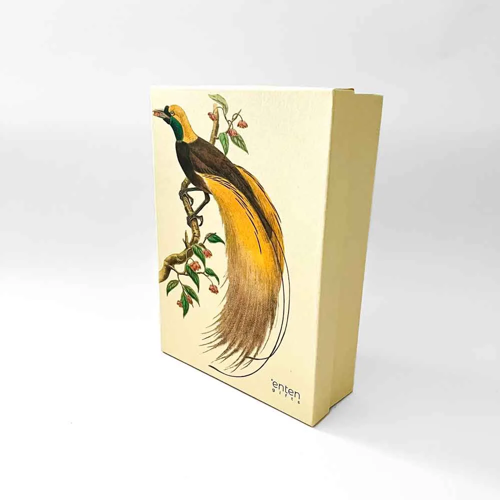 a white box with a bird on it