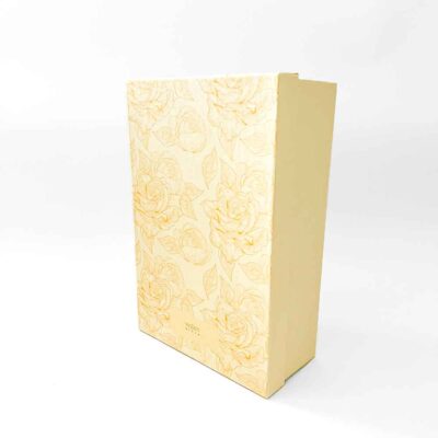 a box with a floral design