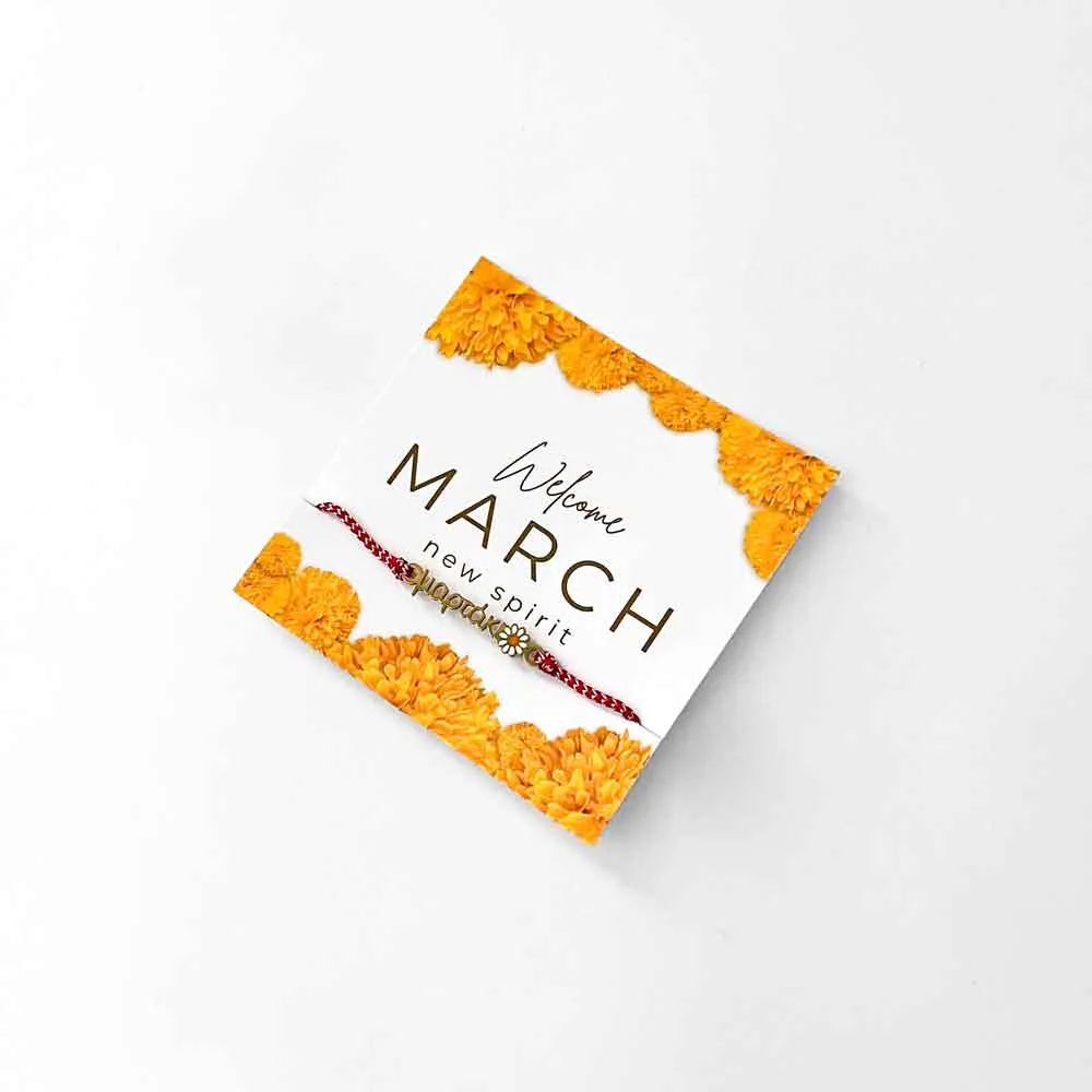 μαρτάκι a card with a bracelet on it