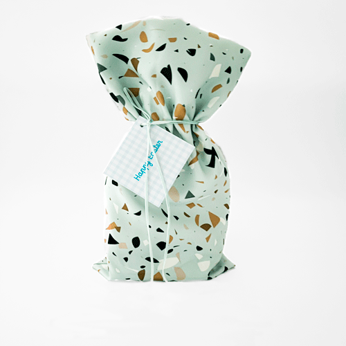 a bag of food with a tag