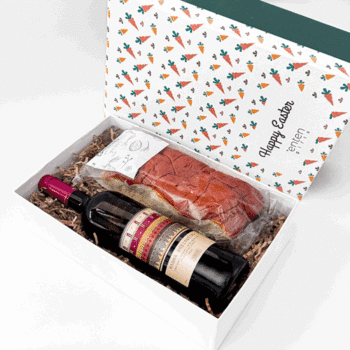 εταιρικά δώρα πάσχα με κρασί και τσουρέκι σε κουτί πολυτελείας