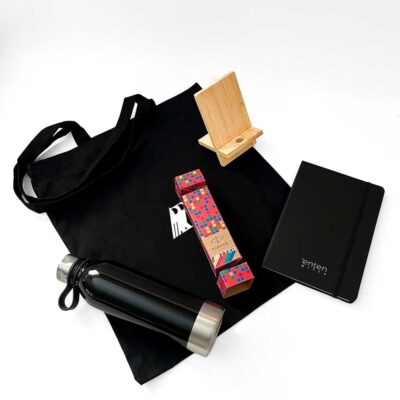 δώρο για συνέδριο με στυλό, σημειωματάριο, stand και θερμός