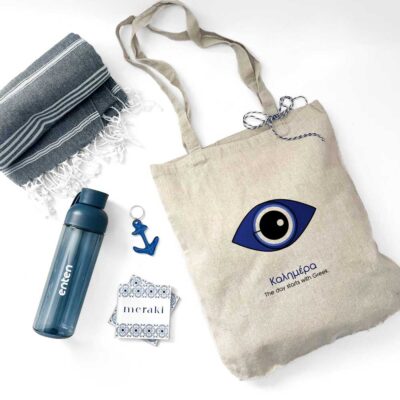 corporate gift with a customized handbag and a beach towel