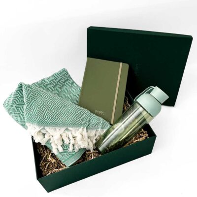 δώρο για συνέδριο με πετσέτα, σημειωματάριο και θερμός