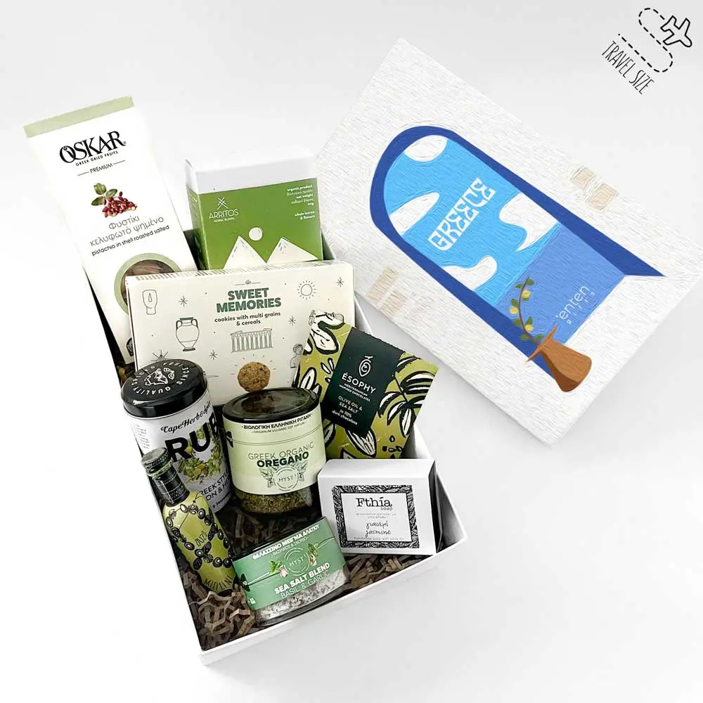 Travel size πακέτο με κουλουράκια, σοκολάτα, αλάτι και βότανα