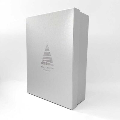 λευκό κουτί με ασημοτυπία