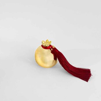 Γούρι χρυσό κεραμικό ρόδι με φούντα