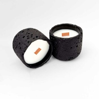 Αρωματικό κερί σόγιας σε ποτήρι απο πορόλιθο