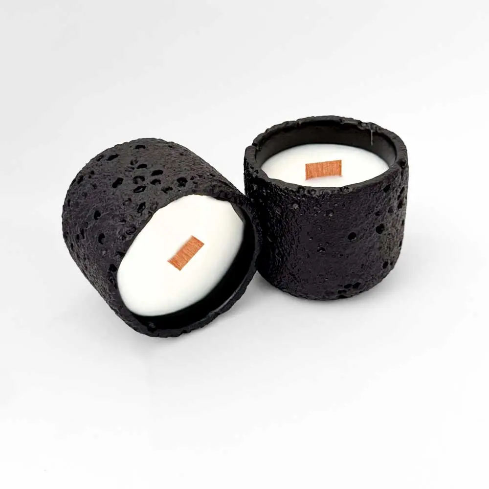 Αρωματικό κερί σόγιας σε ποτήρι απο πορόλιθο