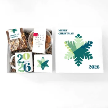 Πλάκα σοκολάτας με custom αυτοκόλλητο Customized plexiglass σουβέρ Μελομακάρονα βρώμης χωρίς ζάχαρη Customized κούπα Customized κουτί πολυτελείας με λογοτυπηση, μελομακάρονα, κούπα με λογοτύπηση και σοκολάτα