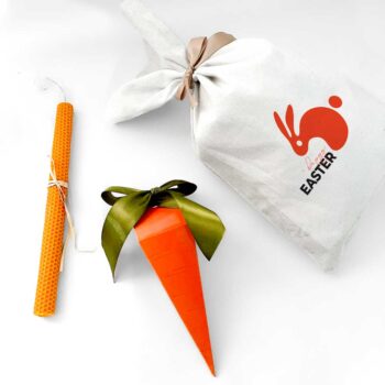 Πουγκί με εκτύπωση λογότυπου, λαμπάδα κερήθρα, χαρτιού καρατόκι με σοκολατένια αυτουγάκια