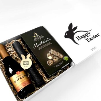 Αφρώδες κρασί 187ml Λαμπάδα με custom διακοσμητικό Πουράκι με σοκολάτα και ταχίνι Customized κουτί πολυτελείας