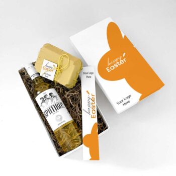 Λευκός οίνος κτήμα Μπουτάρη Αυγοθήκη με σοκολατένια αυγουλάκια 120gr Customized λαμπάδα Customized κουτί πολυτελείας