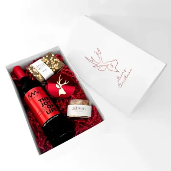 Ερυθρό ημίγλυκο κρασί Nemea Winery, Μείγμα μπαχαρικών για Gluwhein, Πλάκα σοκολάτας με custom φάσα, Custom σουβέρ, Custom κουτί πολυτελείας με κοκκινοτυπία